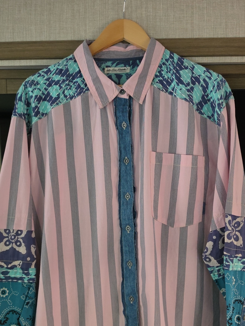 NWOT,"WILD DUNES KANTHA STRIPED DOWN 100%COTTON TOP" BY WE THE FREE - Picture 15 of 17